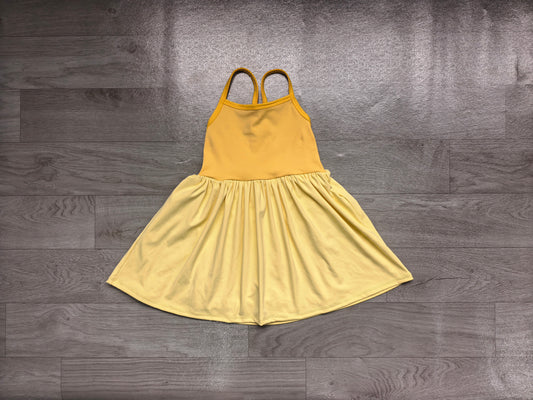 NO MOQ Preorder GSD3982 Dark Light Yellow Patchwork Halter Yoga Dresses for Girls 202606