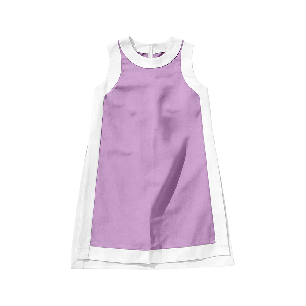 MOQ 5 PCS Preorder GSD3991 Purple White Patchwork Sleeveless Yoga Dresses for Girls 202603