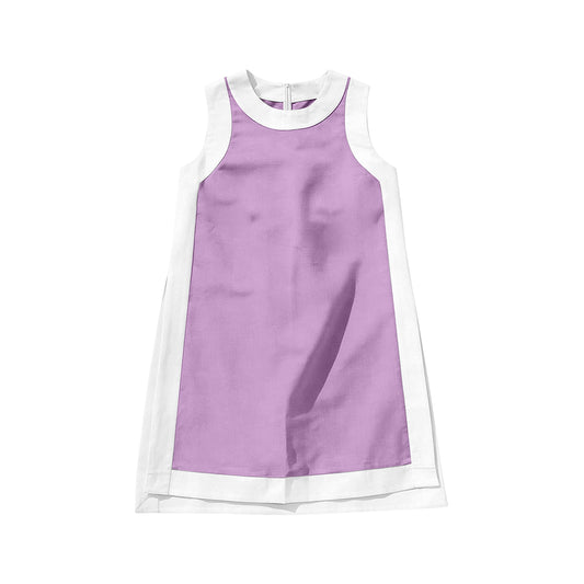 MOQ 5 PCS Preorder GSD3991 Purple White Patchwork Sleeveless Yoga Dresses for Girls 202603