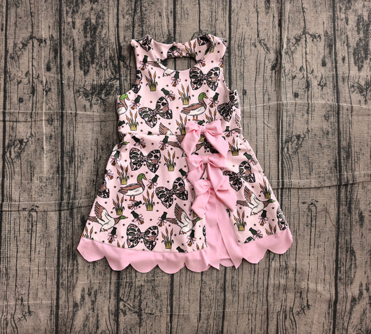 NO MOQ Preorder GSD4009 Ducks Camouflage Bows Pink Wave Ruffle Sleeveless Yoga Dresses for Girls 202606