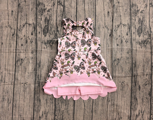 NO MOQ Preorder GSD4009 Ducks Camouflage Bows Pink Wave Ruffle Sleeveless Yoga Dresses for Girls 202606