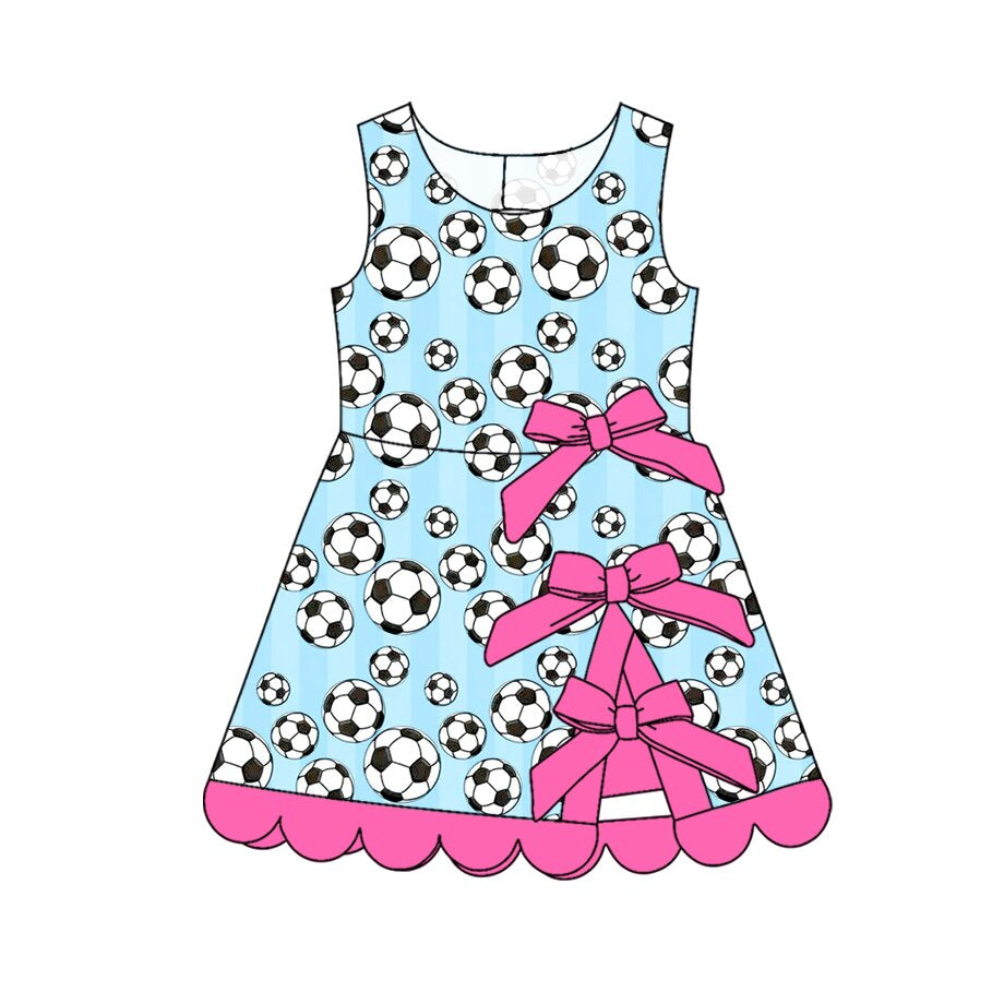 MOQ 30 PCS Preorder GSD4034 Football Rose Red Bows Wave Ruffle Sleeveless Yoga Dresses for Girls 202604