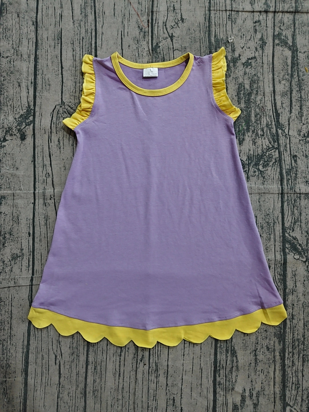 NO MOQ Preorder GSD4042 Light Purple Yellow Wave Ruffle Sleeveless Dresses for Girls 202604