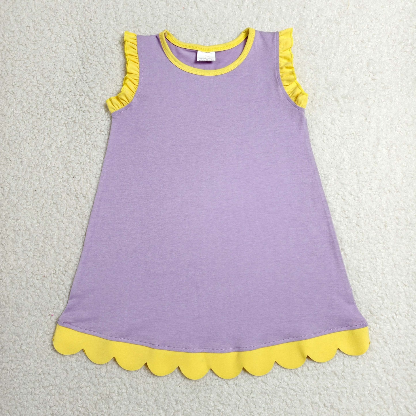 GSD4042 Light Purple Yellow Wave Ruffle Sleeveless Dresses for Girls 202606 RTS