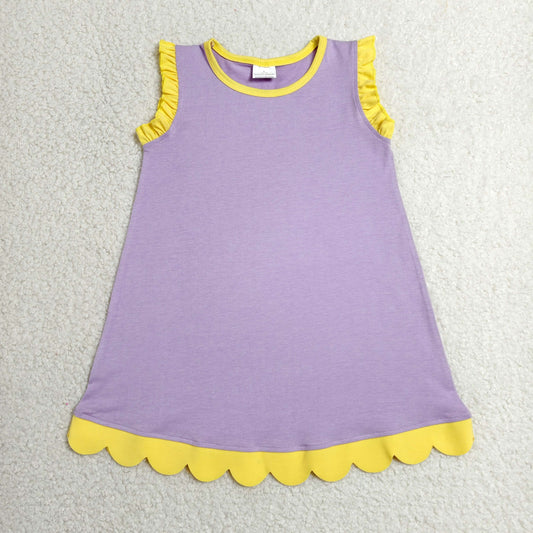 GSD4042 Light Purple Yellow Wave Ruffle Sleeveless Dresses for Girls 202606 RTS