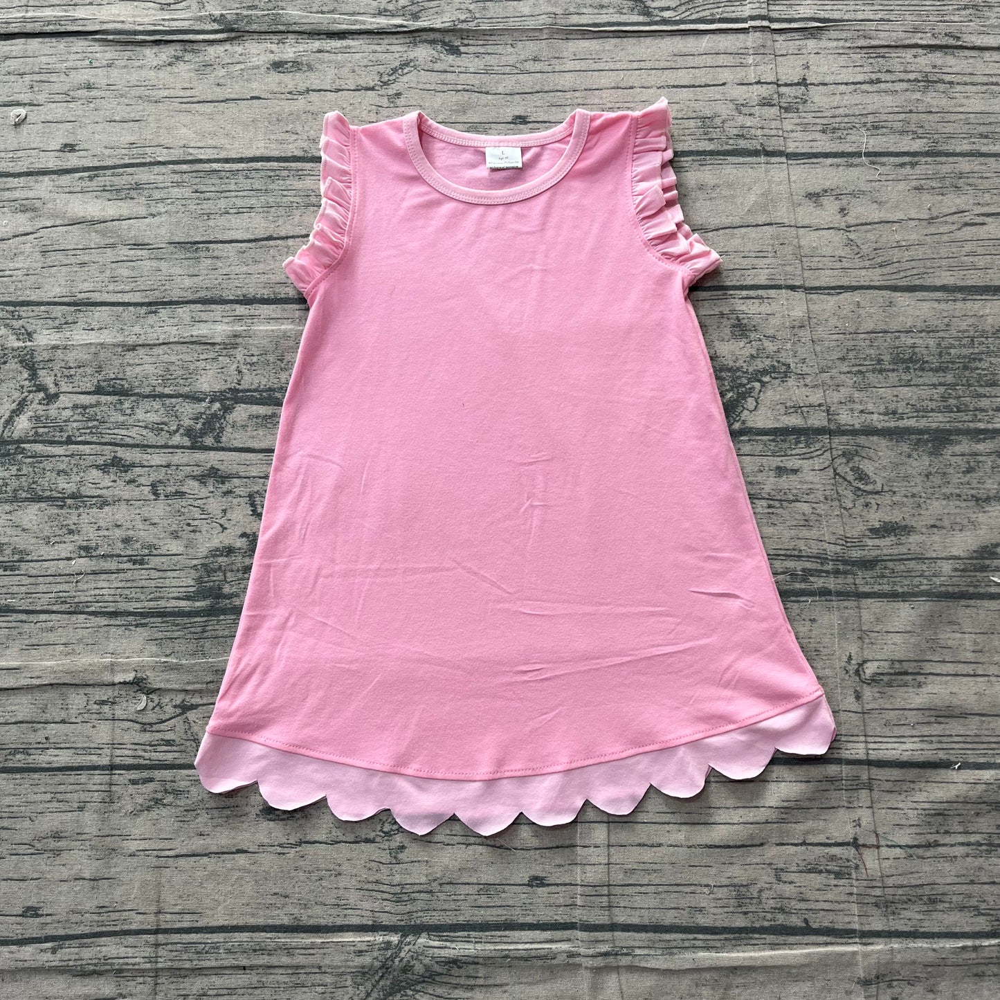 NO MOQ Preorder GSD4043 Dark Light Pink Wave Ruffle Sleeveless Dresses for Girls 202605