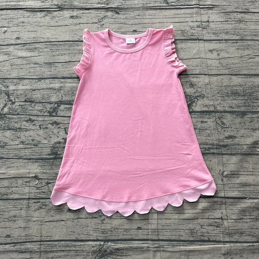 NO MOQ Preorder GSD4043 Dark Light Pink Wave Ruffle Sleeveless Dresses for Girls 202605