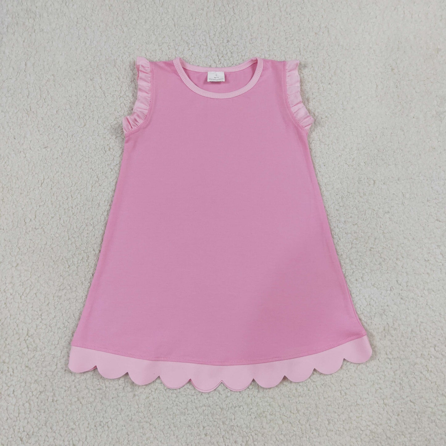 GSD4043 Dark Light Pink Wave Ruffle Sleeveless Dresses for Girls 202607 RTS