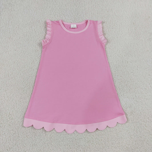 GSD4043 Dark Light Pink Wave Ruffle Sleeveless Dresses for Girls 202607 RTS