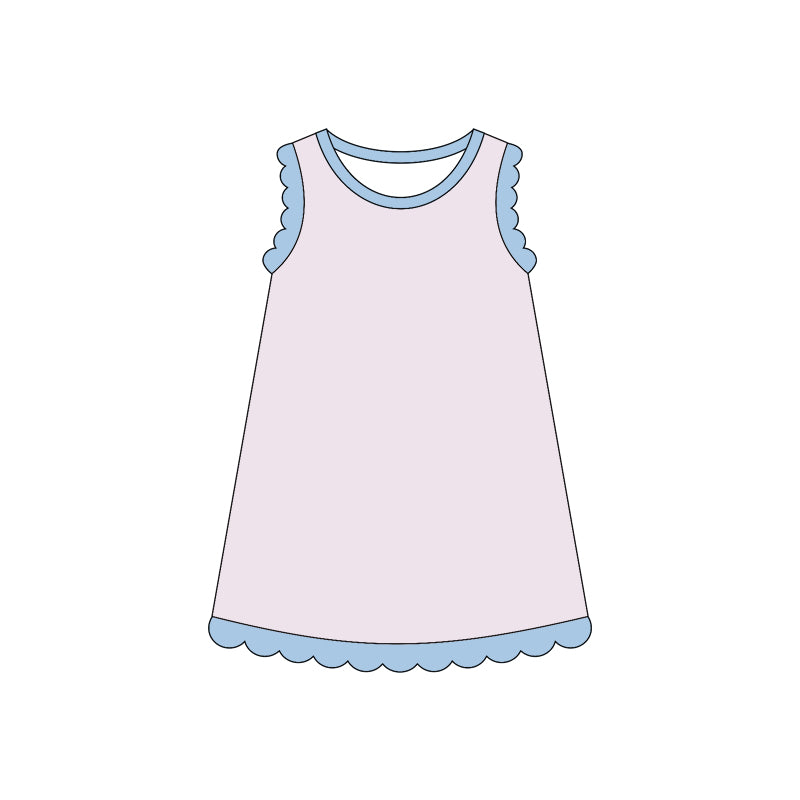 MOQ 30 PCS Preorder GSD4050 Light Pink Blue Wave Ruffle Sleeveless Dresses for Girls 202604