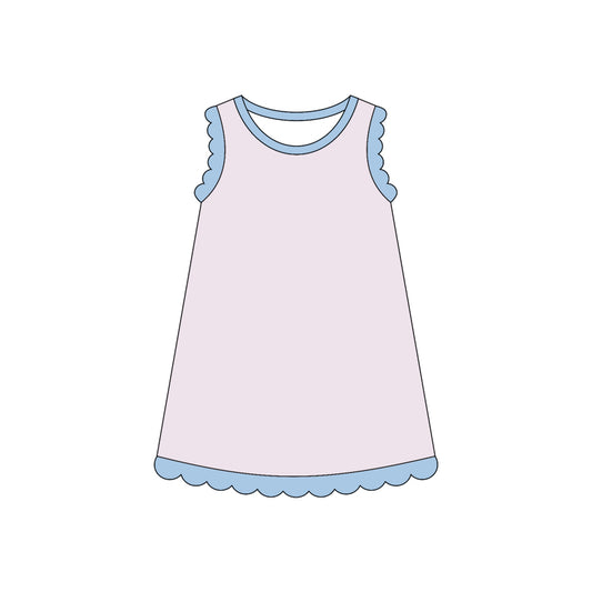 MOQ 30 PCS Preorder GSD4050 Light Pink Blue Wave Ruffle Sleeveless Dresses for Girls 202604