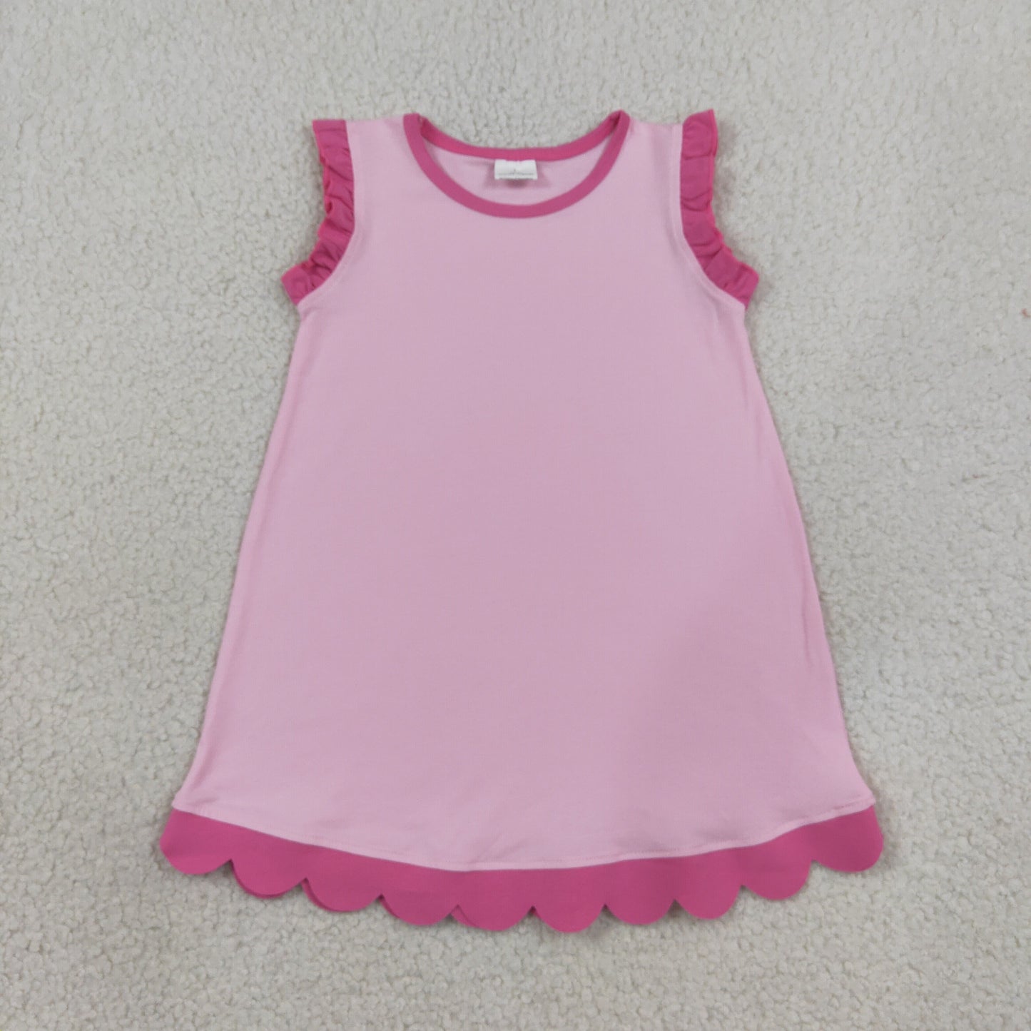 GSD4052 Rose Red Pink Wave Ruffle Sleeveless Yoga Dresses for Girls 202608 RTS