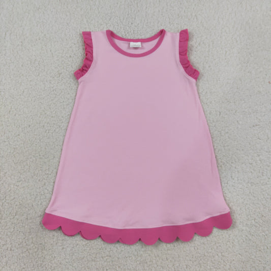 GSD4052 Rose Red Pink Wave Ruffle Sleeveless Yoga Dresses for Girls 202608 RTS