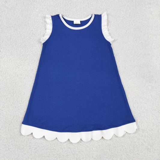 GSD4053 Blue White Wave Ruffle Sleeveless Dresses for Girls 202605 RTS