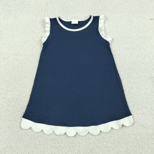 GSD4056 Navy White Wave Ruffle Sleeveless Dresses for Girls 202605 RTS
