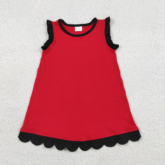 GSD4057 Red Black Wave Ruffle Sleeveless Dresses for Girls 202609 RTS