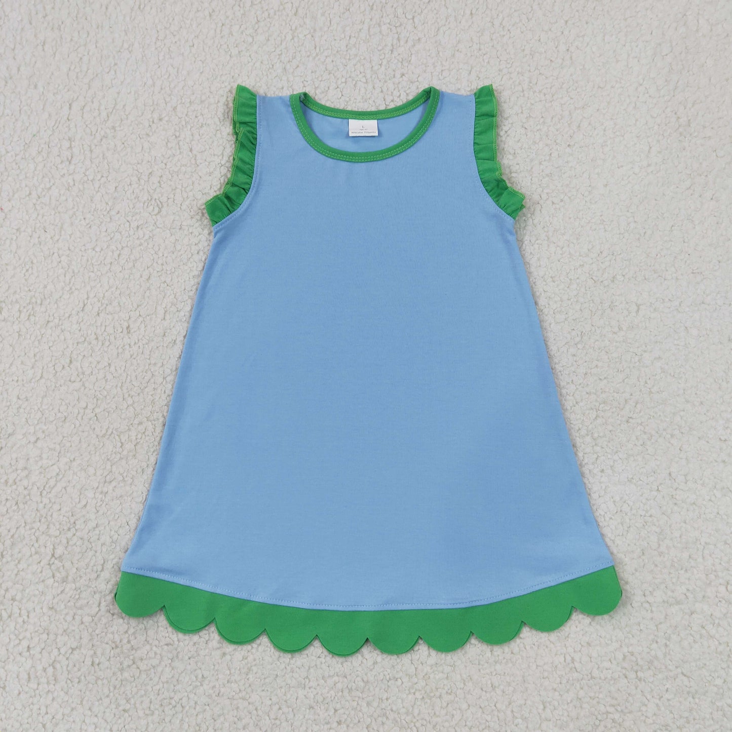 GSD4060 Blue Green Wave Ruffle Sleeveless Dresses for Girls 202607 RTS