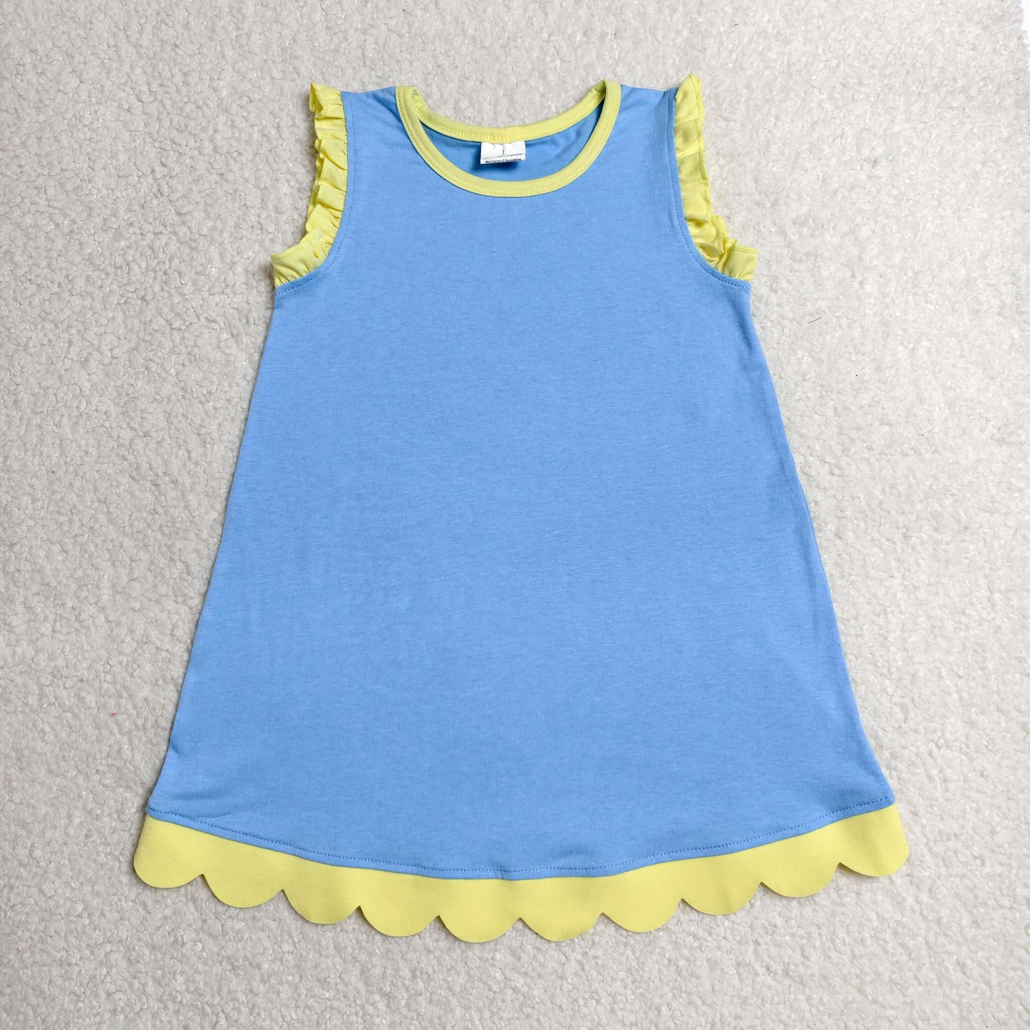 GSD4061 Blue Purple Yellow Wave Ruffle Sleeveless Dresses for Girls 202606 RTS