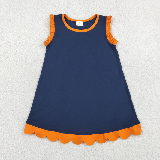 GSD4062 Navy Orange Yellow Wave Ruffle Sleeveless Dresses for Girls 202605 RTS