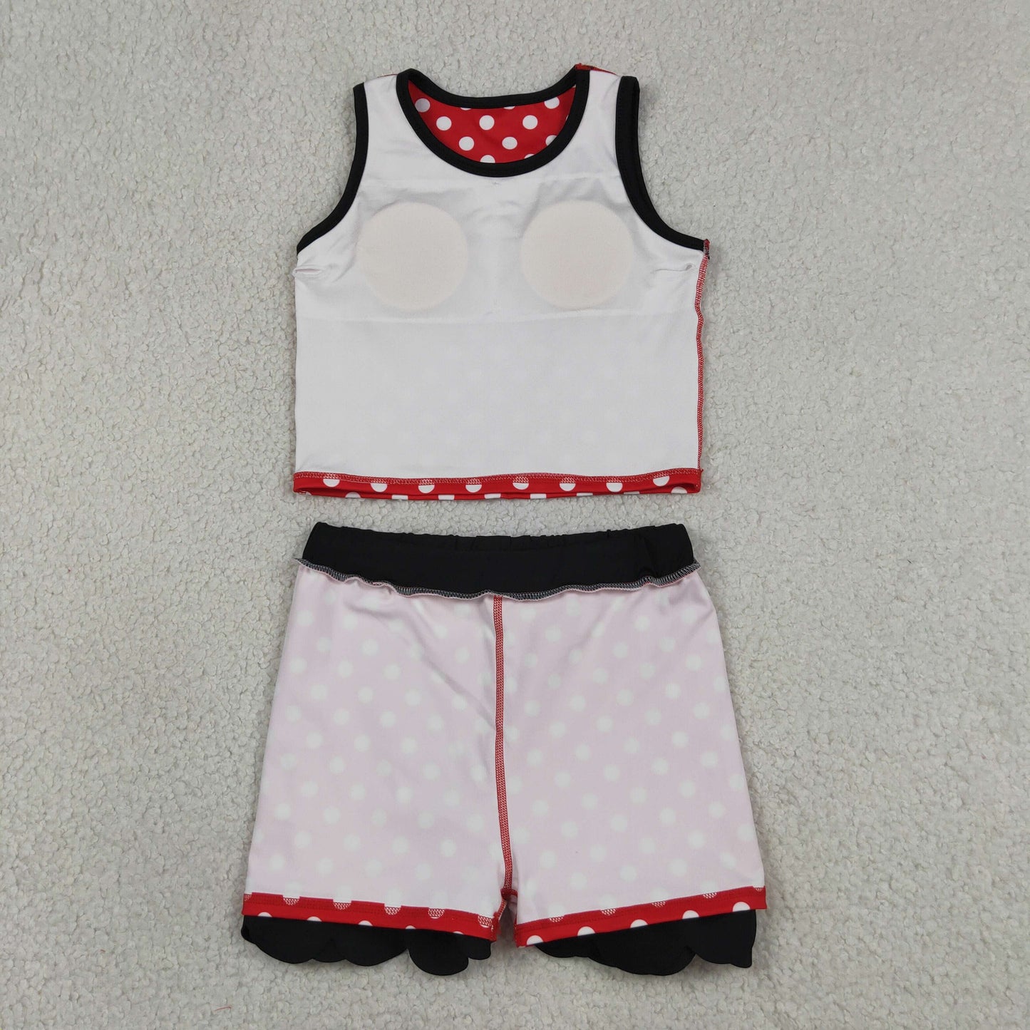 GSD4080 Dots Red Black Wave Ruffle Sleeveless Top with Skirts for Girls Yoga Sets 202605 RTS