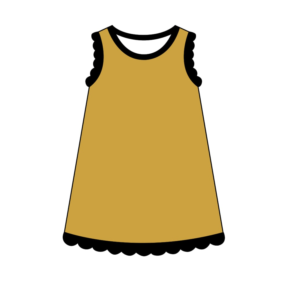 MOQ 30 PCS Preorder GSD4098 Golden Black Wave Ruffle Sleeveless Dresses for Girls 202604