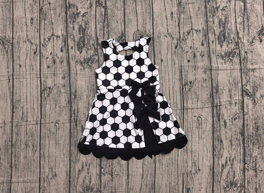 NO MOQ Preorder GSD4102 GO TEAM Football Black Bows Wave Ruffle Sleeveless Yoga Dresses for Girls 202605
