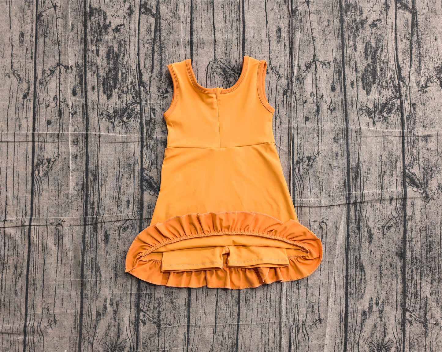NO MOQ Preorder GSD4127 Orange Ruffle Sleeveless Yoga Dresses for Girls 202605