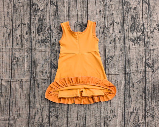 NO MOQ Preorder GSD4127 Orange Ruffle Sleeveless Yoga Dresses for Girls 202605