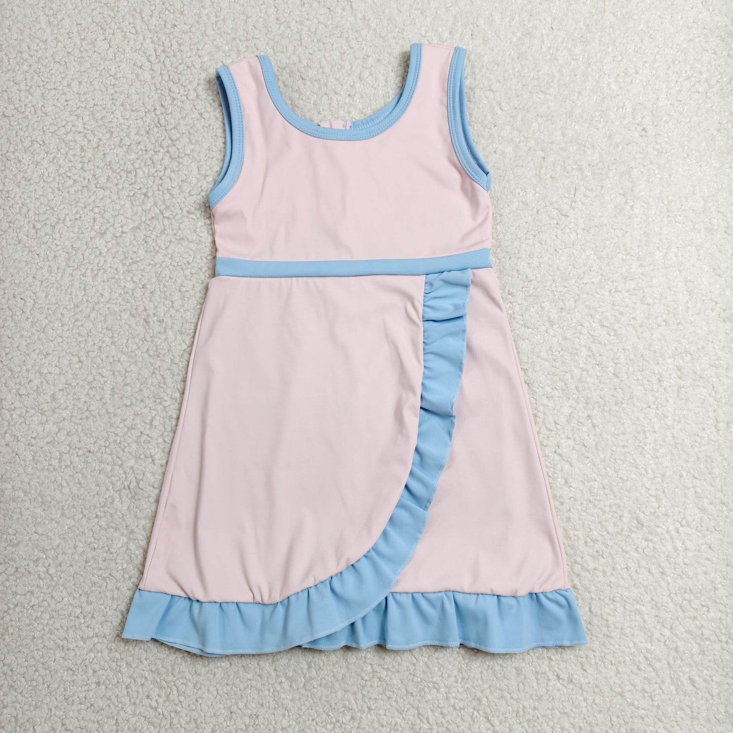 GSD4129 Blue Ruffle Pink Sleeveless Yoga Dresses for Girls 202606 RTS