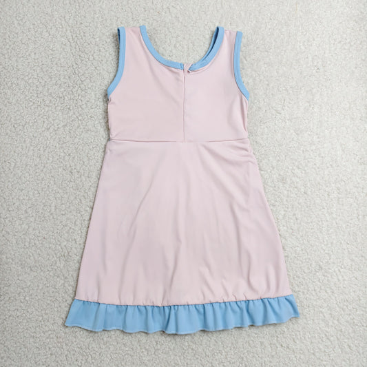 GSD4129 Blue Ruffle Pink Sleeveless Yoga Dresses for Girls 202606 RTS