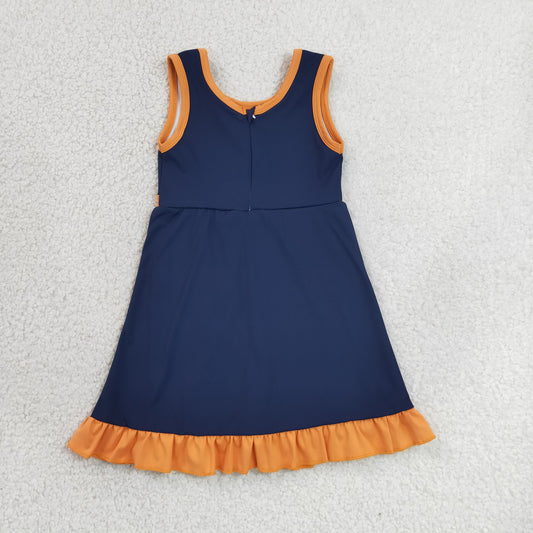 GSD4131 Orange Ruffle Navy Sleeveless Yoga Dresses for Girls 202606 RTS