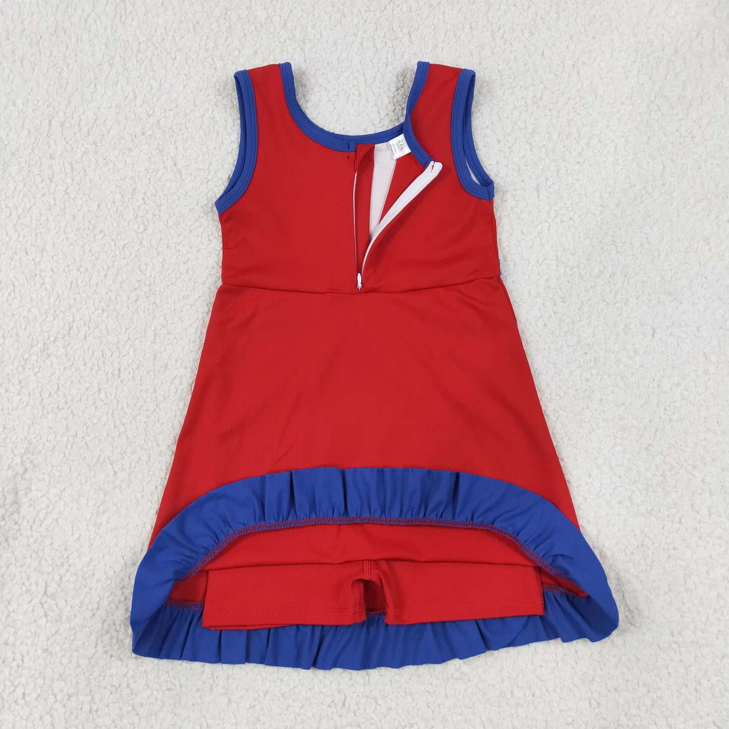 GSD4132 Blue Ruffle Red Sleeveless Yoga Dresses for Girls 202607 RTS