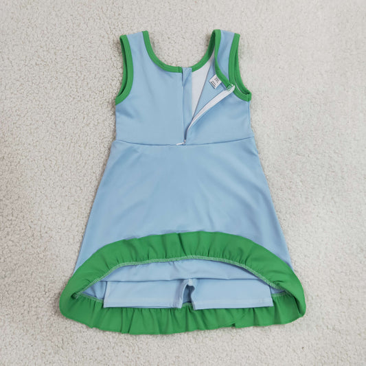 GSD4136 Green Ruffle Blue Sleeveless Yoga Dresses for Girls 202606 RTS