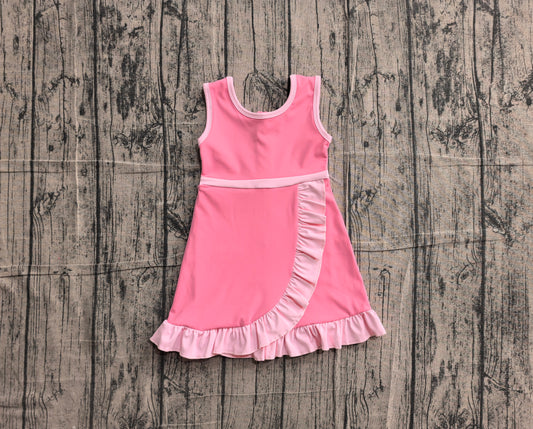 NO MOQ Preorder GSD4139 Pink Ruffle Sleeveless Yoga Dresses for Girls 202605