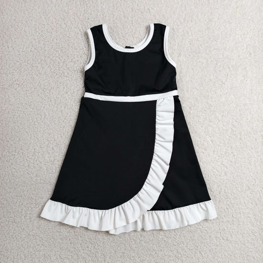 GSD4140 White Ruffle Black Sleeveless Yoga Dresses for Girls 202606 RTS