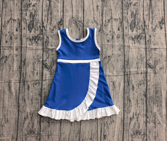 NO MOQ Preorder GSD4141 White Ruffle Blue Sleeveless Yoga Dresses for Girls 202605