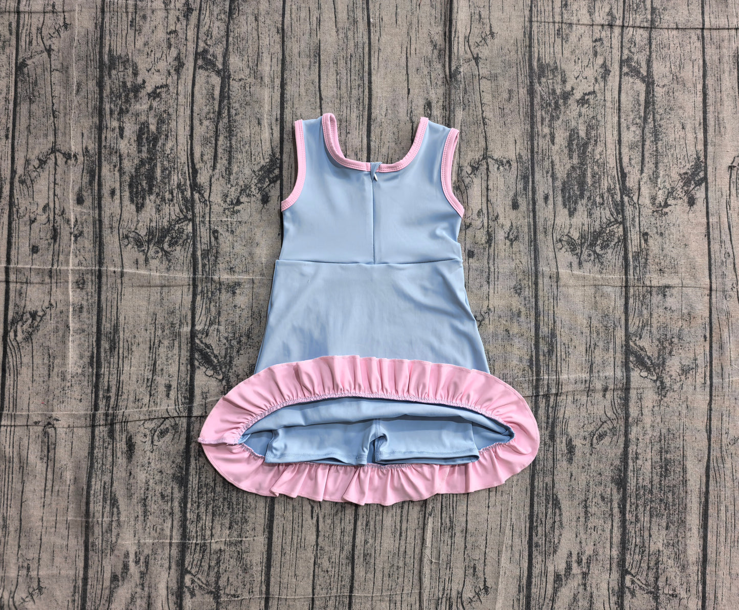 NO MOQ Preorder GSD4144 Pink Ruffle Blue Sleeveless Yoga Dresses for Girls 202605