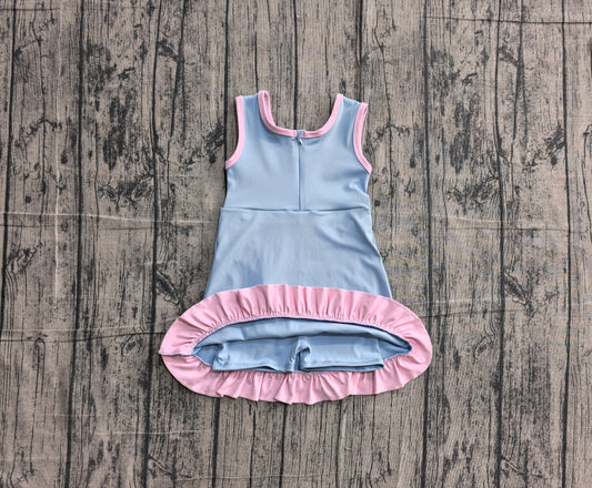 NO MOQ Preorder GSD4144 Pink Ruffle Blue Sleeveless Yoga Dresses for Girls 202605