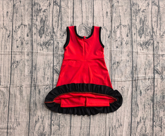 NO MOQ Preorder GSD4146 Black Ruffle Red Sleeveless Yoga Dresses for Girls 202605