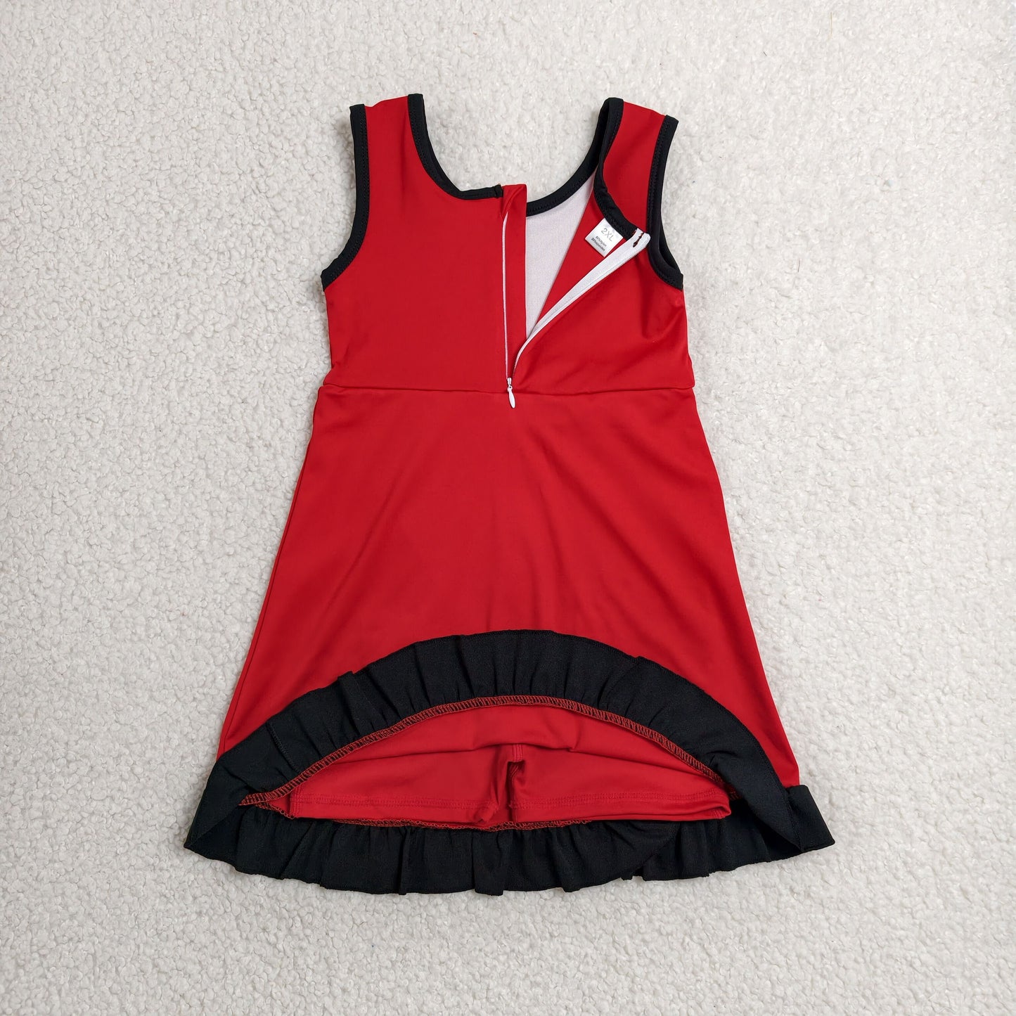 GSD4146 Black Ruffle Red Sleeveless Yoga Dresses for Girls 202606 RTS