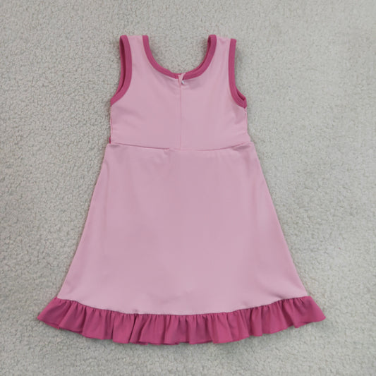 GSD4152 Pink Ruffle Sleeveless Yoga Dresses for Girls 202606 RTS