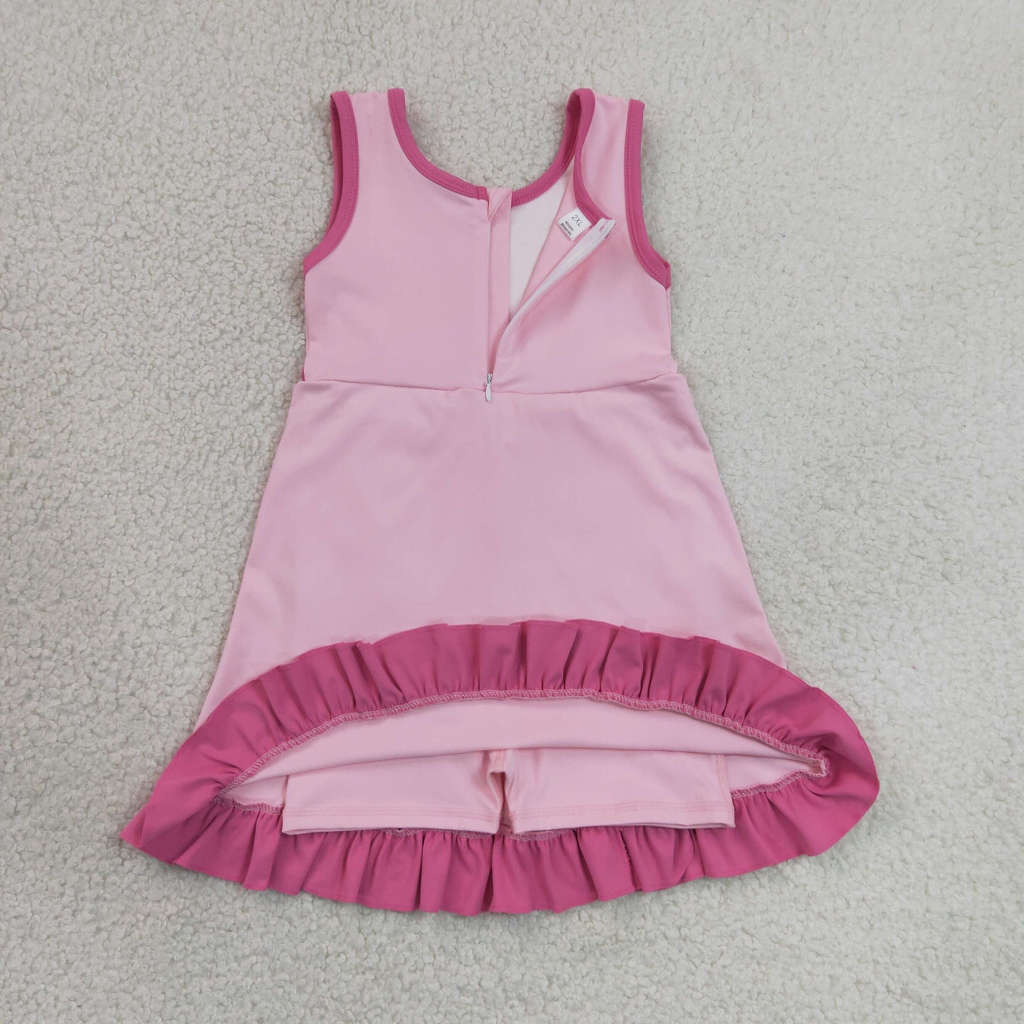 GSD4152 Pink Ruffle Sleeveless Yoga Dresses for Girls 202606 RTS