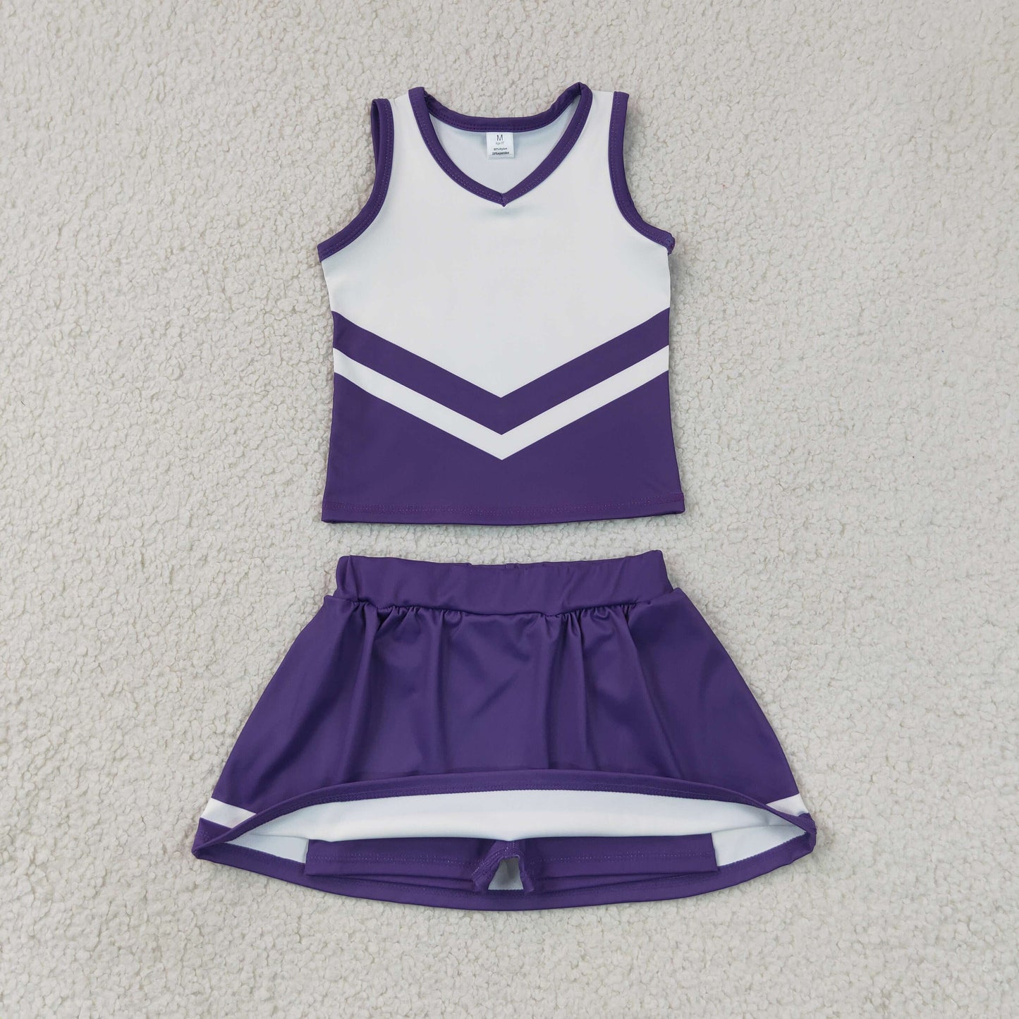 GSD4192 GO TEAM Stripe Dark Purple White Sleeveless Skirts Yoga Girls Sets 202607 RTS