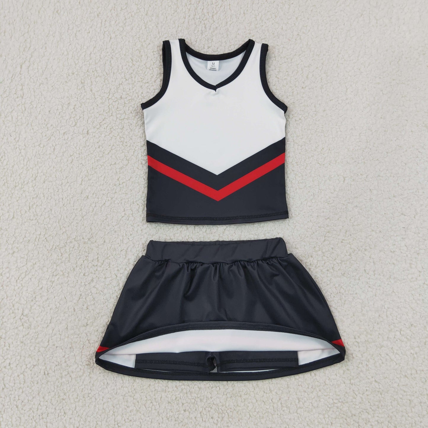 GSD4200 Red Black Stripe Sleeveless Top with Skirts for Girls Yoga Sets 202607 RTS