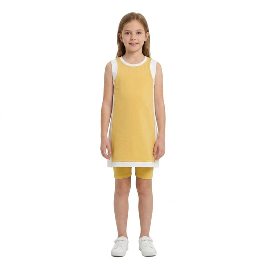 GSD4254 Solid Color Yellow Yoga Girl's Dress