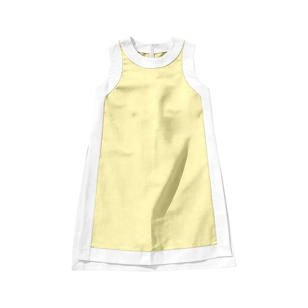 MOQ 5 PCS Preorder GSD4254 Yellow White Patchwork Sleeveless Yoga Dresses for Girls 202606