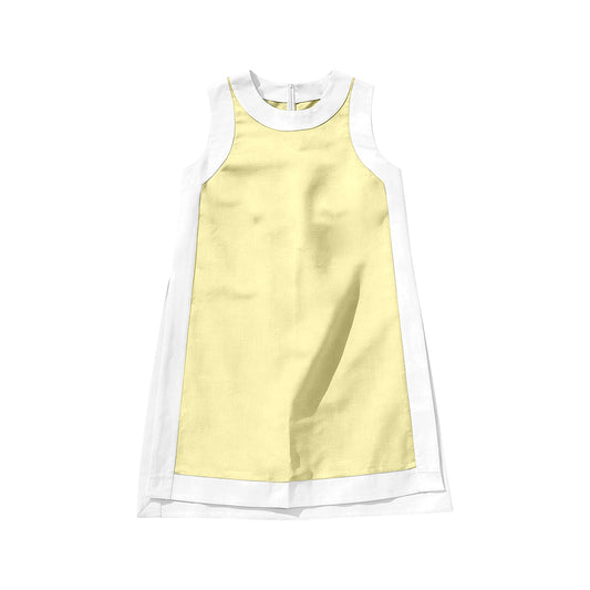 MOQ 5 PCS Preorder GSD4254 Yellow White Patchwork Sleeveless Yoga Dresses for Girls 202606
