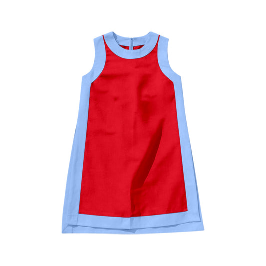 MOQ 5 PCS Preorder GSD4255 Red Blue Patchwork Sleeveless Yoga Dresses for Girls 202606