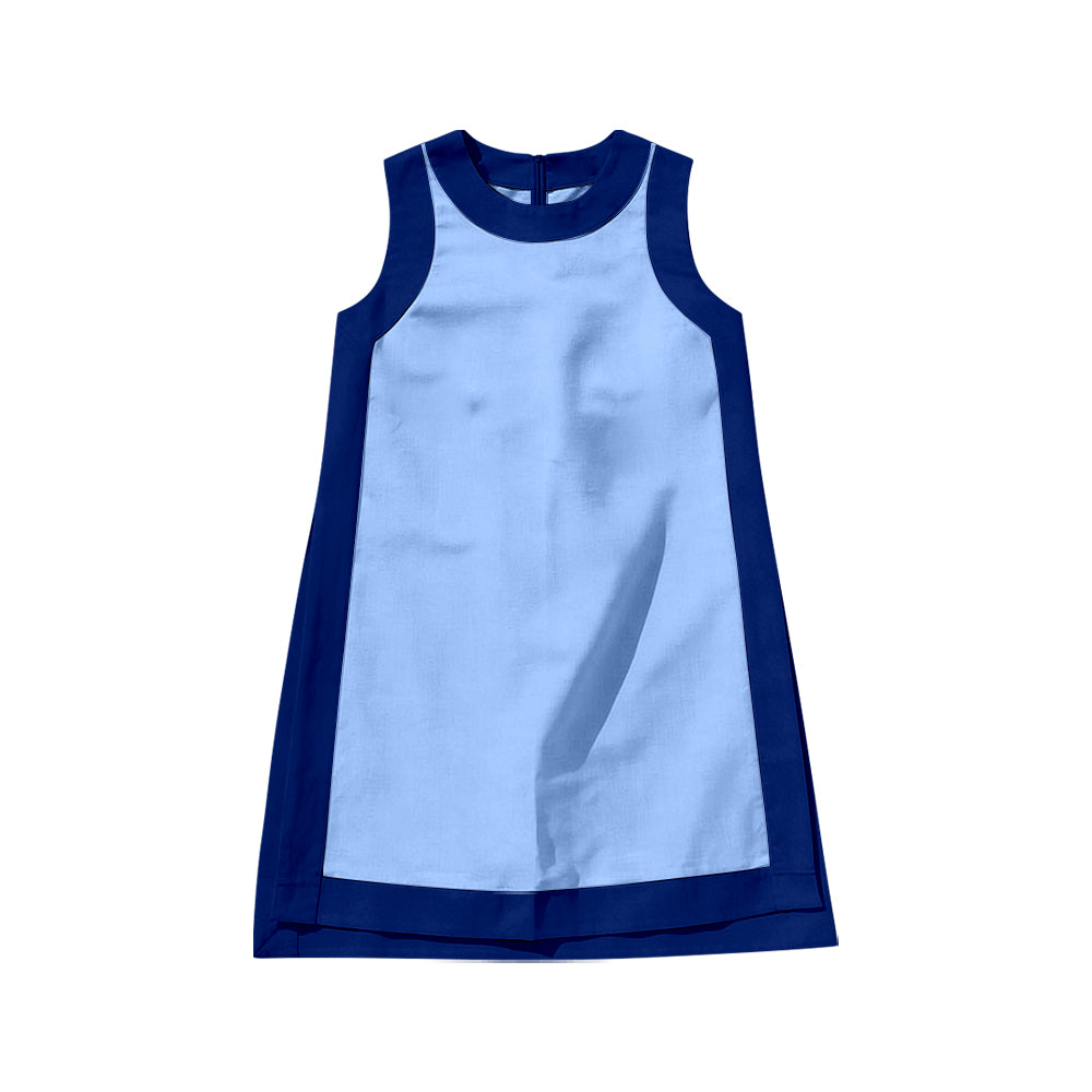 MOQ 5 PCS Preorder GSD4256 Navy & Blue Patchwork Sleeveless Yoga Dresses for Girls 202606