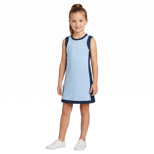 GSD4256 Solid Color Blue Yoga Girl's Dress